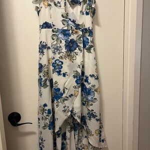 by & by Blue Strapless Sundress Wedding Guest
